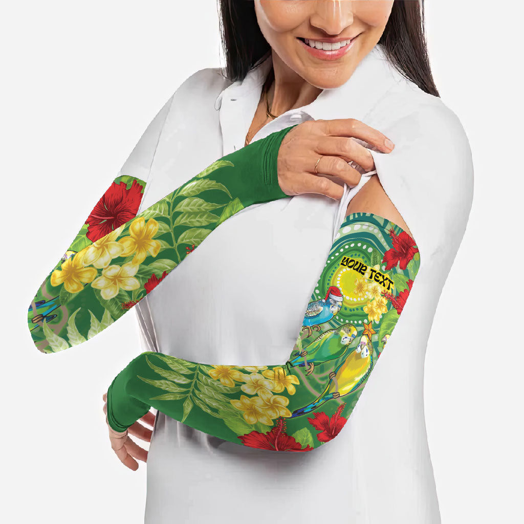 Australia Budgerigars Parakeets Personalised Arm Sleeves Cute Budgies Santa Tropical Flowers