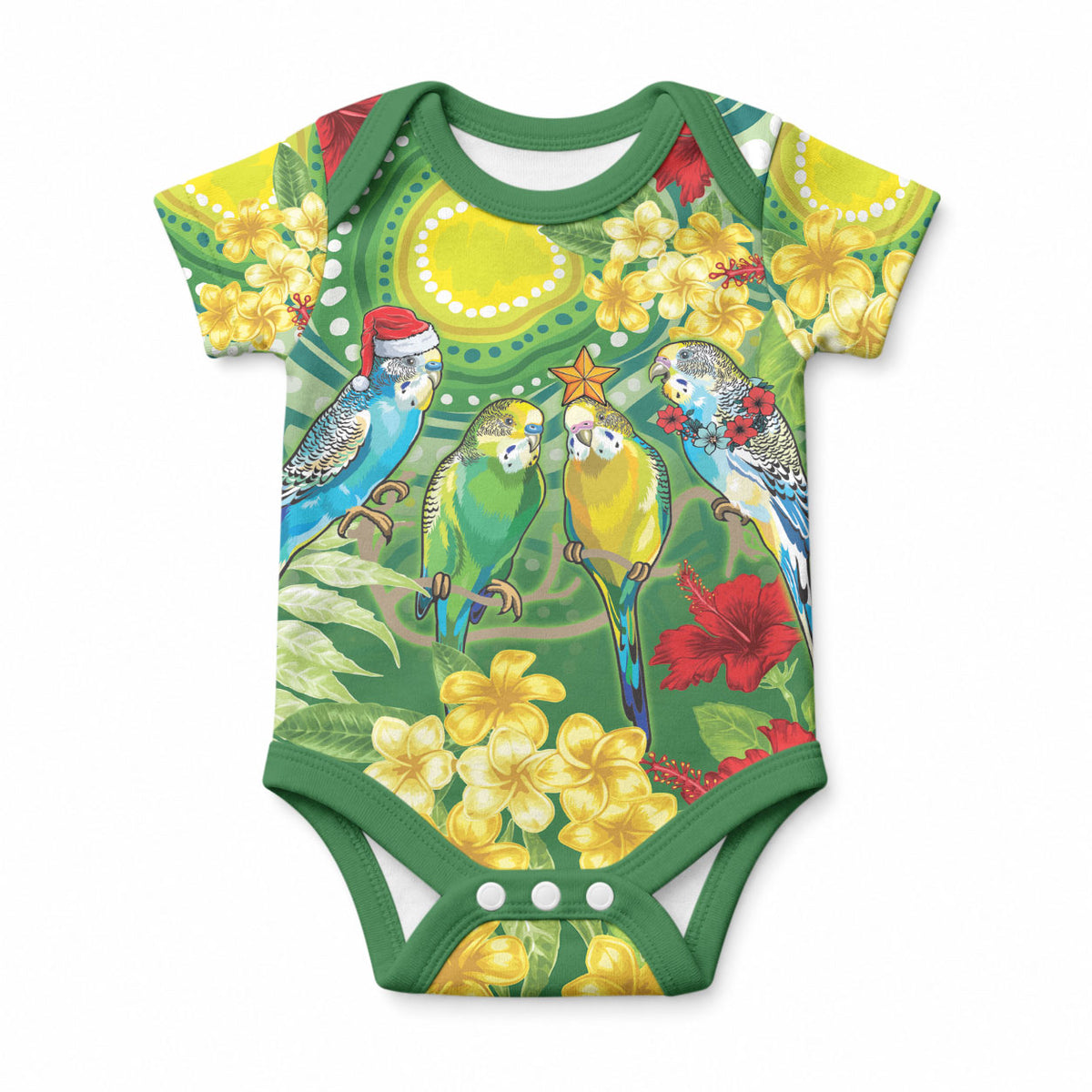 Australia Budgerigars Parakeets Personalised Baby Onesie Cute Budgies Santa Tropical Flowers