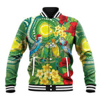 Australia Budgerigars Parakeets Personalised Baseball Jacket Cute Budgies Santa Tropical Flowers