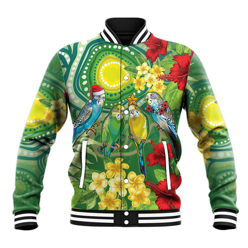 Australia Budgerigars Parakeets Personalised Baseball Jacket Cute Budgies Santa Tropical Flowers