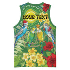 Australia Budgerigars Parakeets Personalised Basketball Jersey Cute Budgies Santa Tropical Flowers