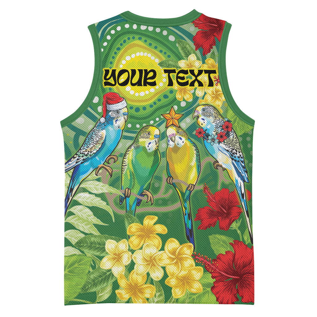 Australia Budgerigars Parakeets Personalised Basketball Jersey Cute Budgies Santa Tropical Flowers