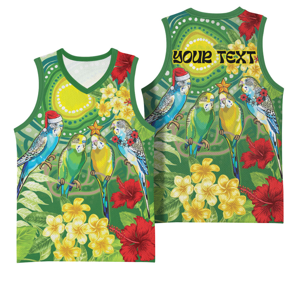 Australia Budgerigars Parakeets Personalised Basketball Jersey Cute Budgies Santa Tropical Flowers