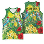 Australia Budgerigars Parakeets Personalised Basketball Jersey Cute Budgies Santa Tropical Flowers