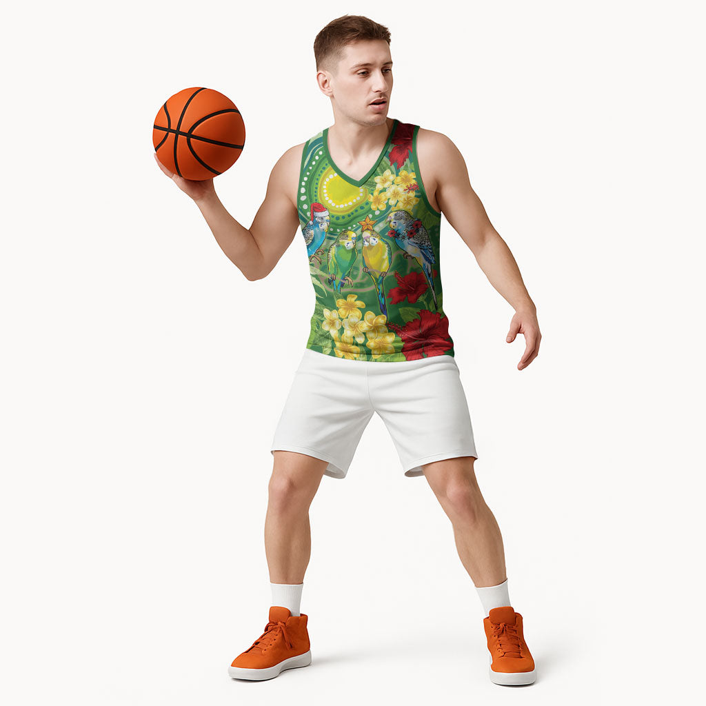 Australia Budgerigars Parakeets Personalised Basketball Jersey Cute Budgies Santa Tropical Flowers