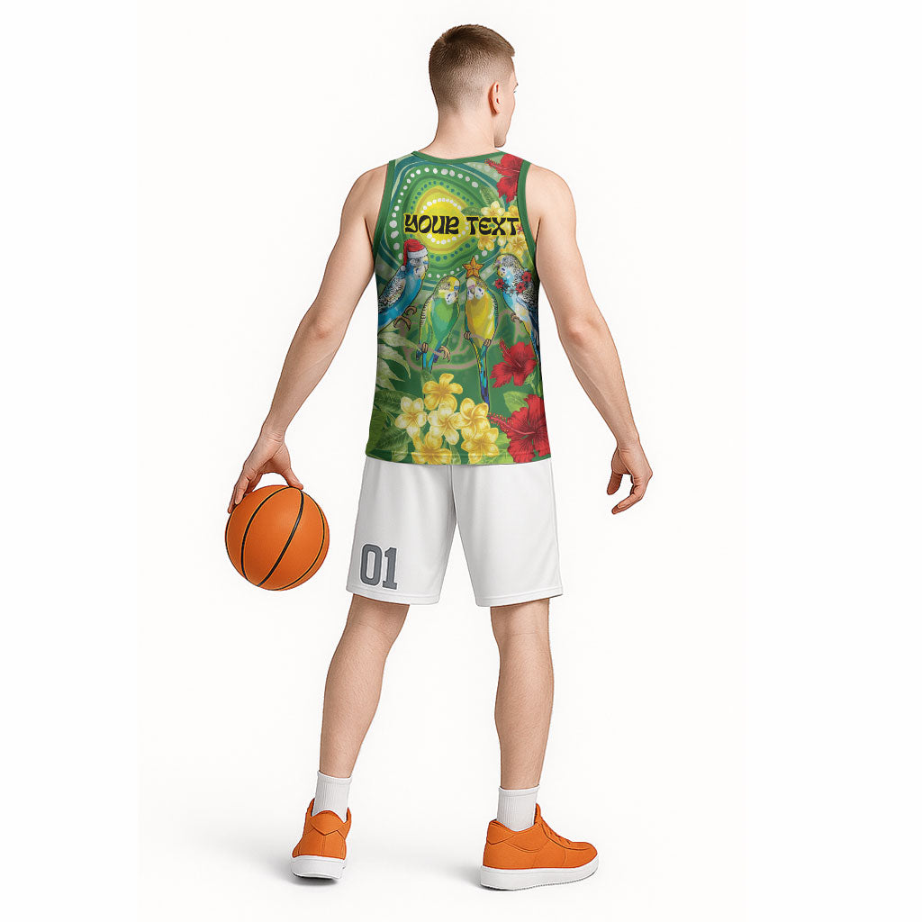 Australia Budgerigars Parakeets Personalised Basketball Jersey Cute Budgies Santa Tropical Flowers
