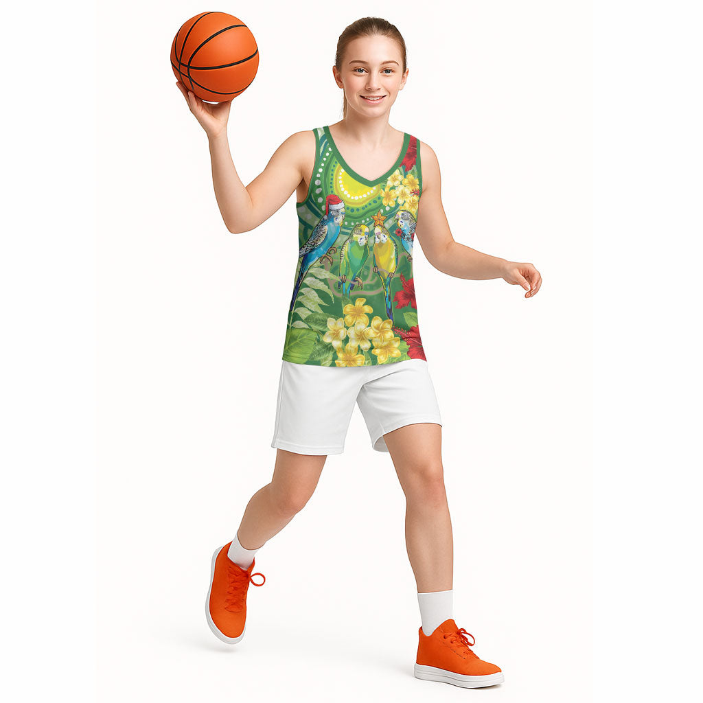 Australia Budgerigars Parakeets Personalised Basketball Jersey Cute Budgies Santa Tropical Flowers
