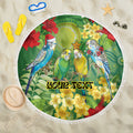 Australia Budgerigars Parakeets Personalised Beach Blanket Cute Budgies Santa Tropical Flowers