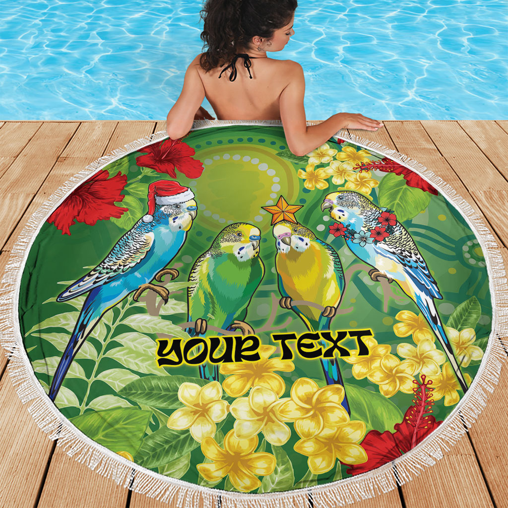 Australia Budgerigars Parakeets Personalised Beach Blanket Cute Budgies Santa Tropical Flowers