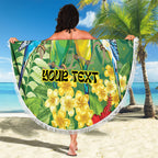 Australia Budgerigars Parakeets Personalised Beach Blanket Cute Budgies Santa Tropical Flowers