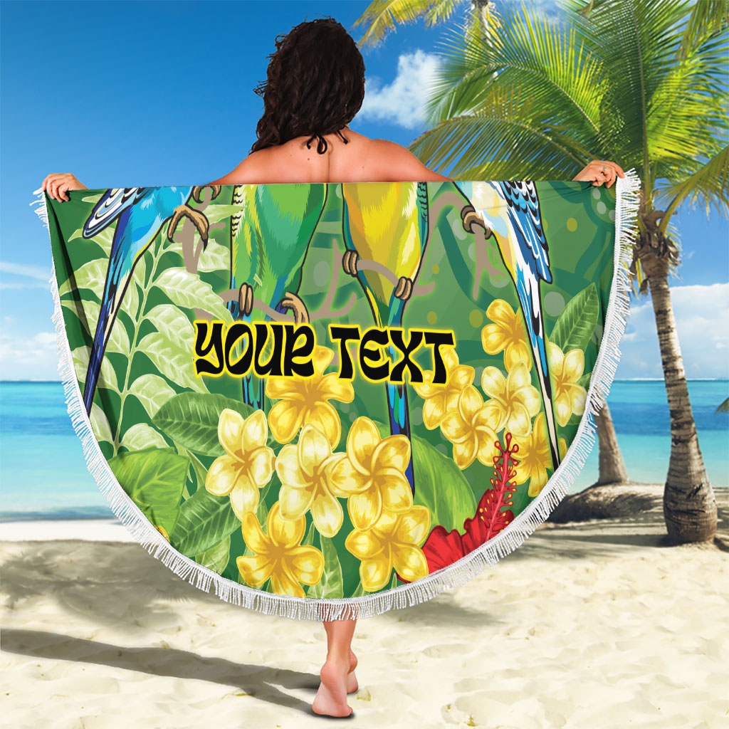 Australia Budgerigars Parakeets Personalised Beach Blanket Cute Budgies Santa Tropical Flowers
