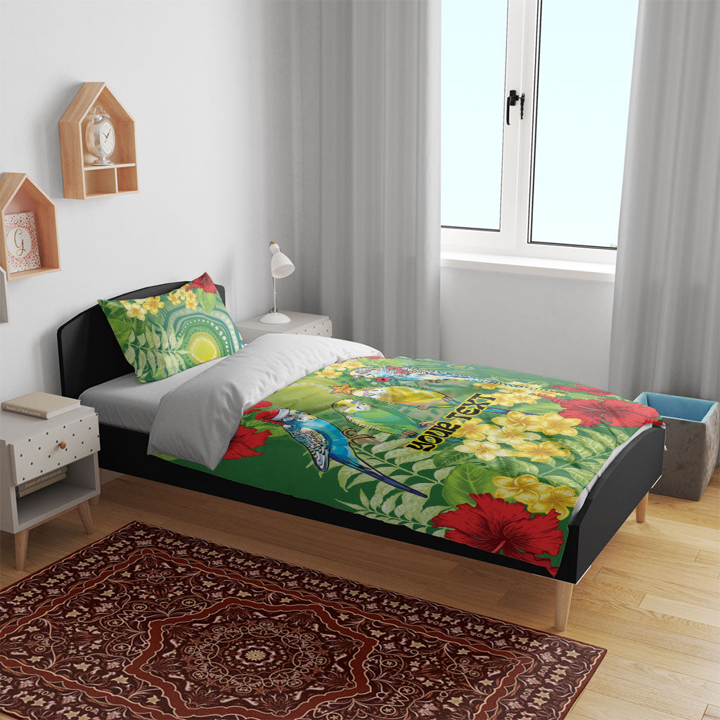 Australia Budgerigars Parakeets Personalised Bedding Set Cute Budgies Santa Tropical Flowers