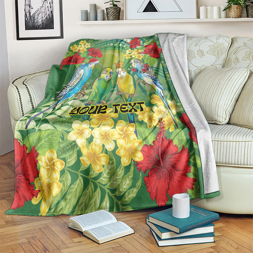 Australia Budgerigars Parakeets Personalised Blanket Cute Budgies Santa Tropical Flowers