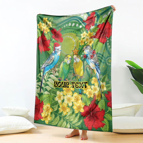 Australia Budgerigars Parakeets Personalised Blanket Cute Budgies Santa Tropical Flowers