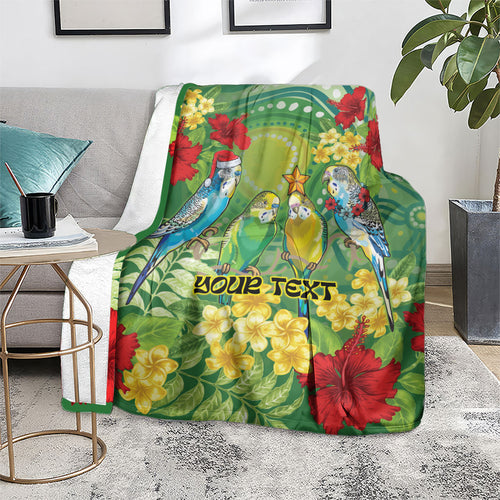 Australia Budgerigars Parakeets Personalised Blanket Cute Budgies Santa Tropical Flowers