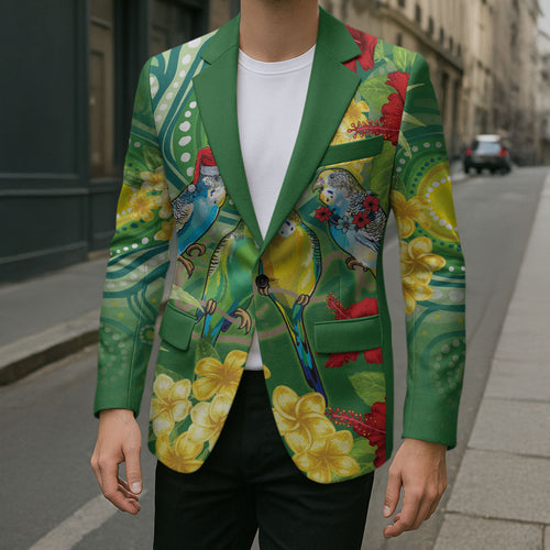 Australia Budgerigars Parakeets Personalised Blazer Cute Budgies Santa Tropical Flowers