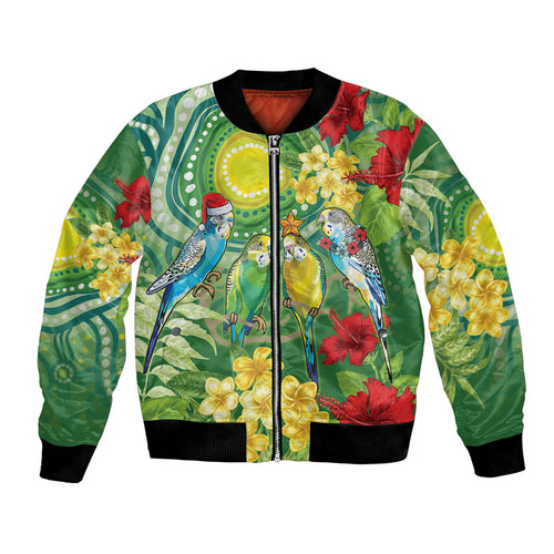 Australia Budgerigars Parakeets Personalised Bomber Jacket Cute Budgies Santa Tropical Flowers
