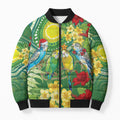 Australia Budgerigars Parakeets Personalised Bomber Puffer Jacket Cute Budgies Santa Tropical Flowers
