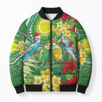 Australia Budgerigars Parakeets Personalised Bomber Puffer Jacket Cute Budgies Santa Tropical Flowers