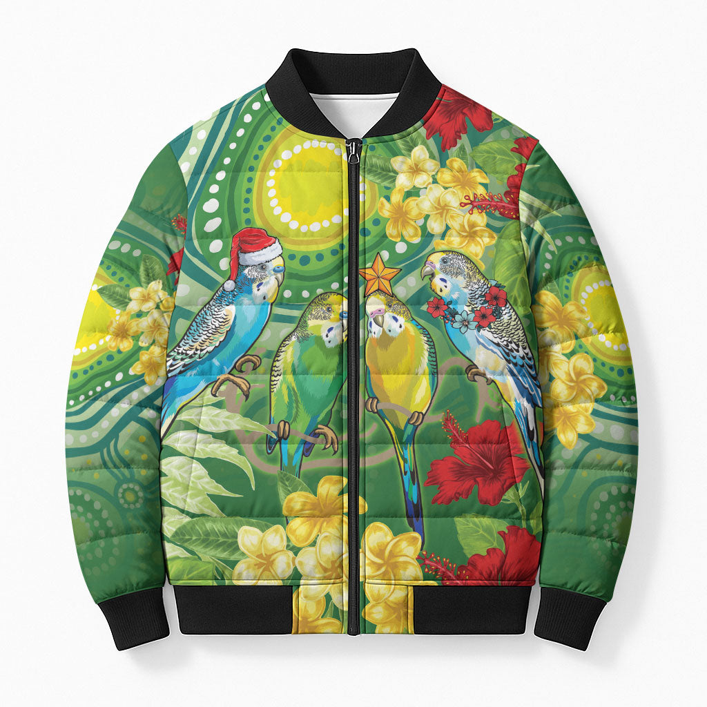 Australia Budgerigars Parakeets Personalised Bomber Puffer Jacket Cute Budgies Santa Tropical Flowers