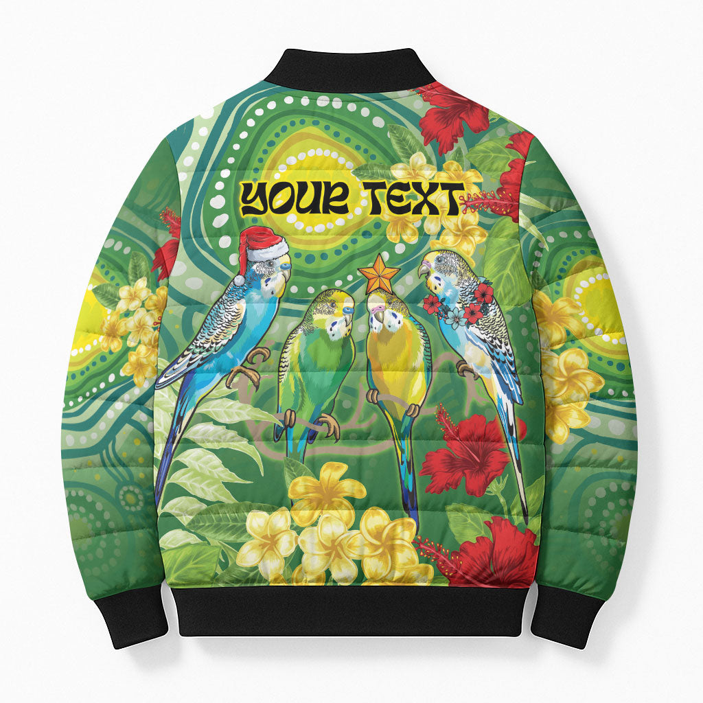 Australia Budgerigars Parakeets Personalised Bomber Puffer Jacket Cute Budgies Santa Tropical Flowers
