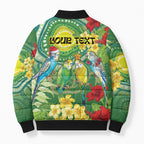Australia Budgerigars Parakeets Personalised Bomber Puffer Jacket Cute Budgies Santa Tropical Flowers