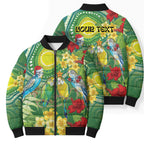 Australia Budgerigars Parakeets Personalised Bomber Puffer Jacket Cute Budgies Santa Tropical Flowers