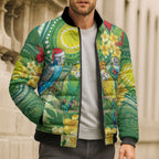 Australia Budgerigars Parakeets Personalised Bomber Puffer Jacket Cute Budgies Santa Tropical Flowers