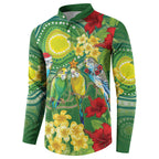 Australia Budgerigars Parakeets Personalised Button Sweatshirt Cute Budgies Santa Tropical Flowers