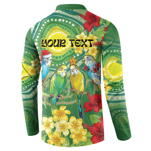 Australia Budgerigars Parakeets Personalised Button Sweatshirt Cute Budgies Santa Tropical Flowers