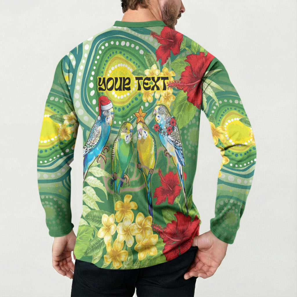 Australia Budgerigars Parakeets Personalised Button Sweatshirt Cute Budgies Santa Tropical Flowers