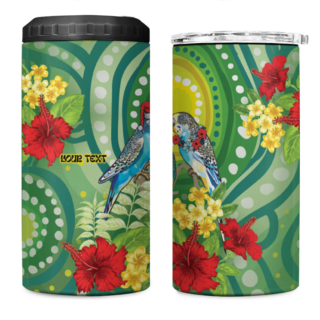 Australia Budgerigars Parakeets Personalised 4 in 1 Can Cooler Tumbler Cute Budgies Santa Tropical Flowers