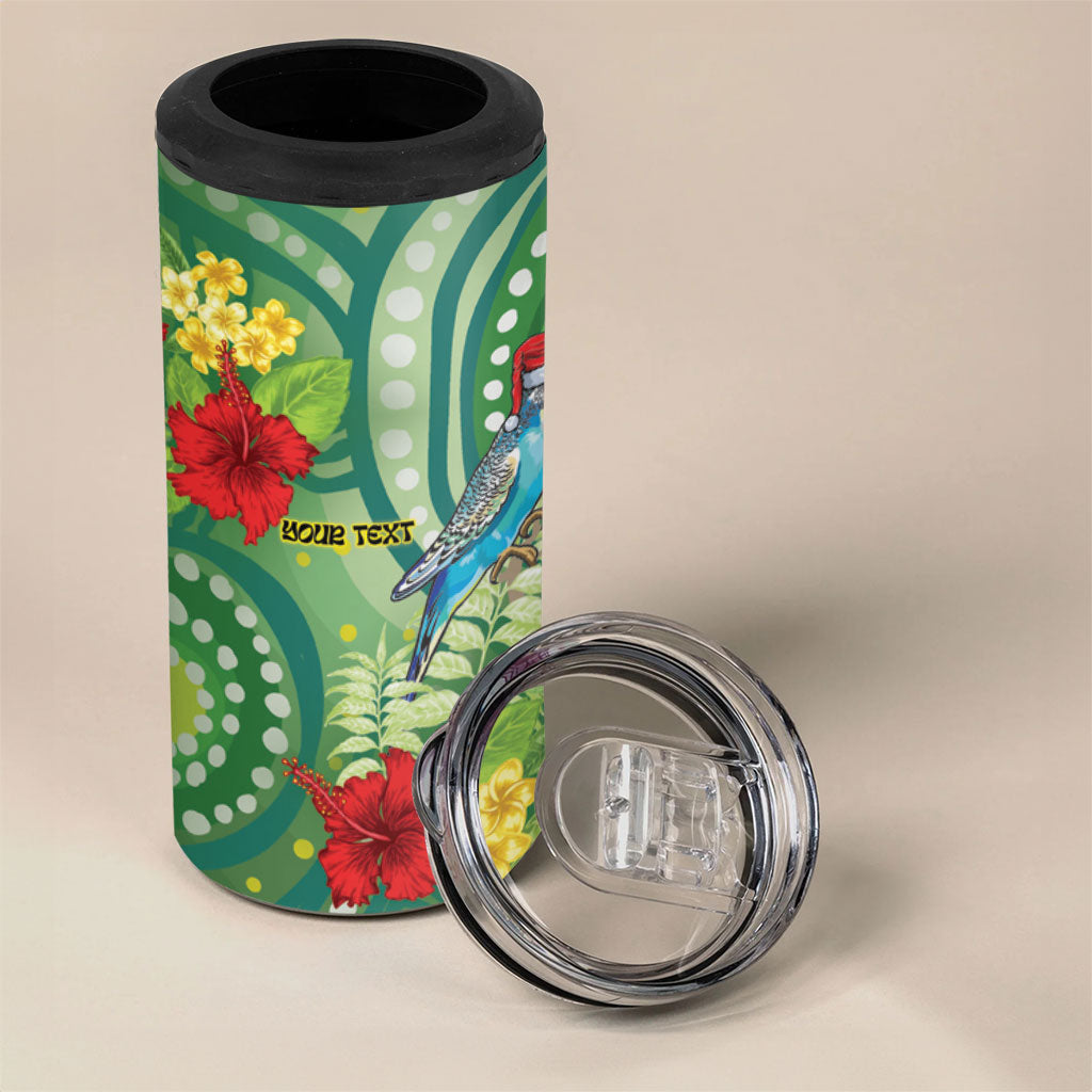 Australia Budgerigars Parakeets Personalised 4 in 1 Can Cooler Tumbler Cute Budgies Santa Tropical Flowers