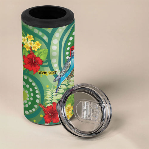 Australia Budgerigars Parakeets Personalised 4 in 1 Can Cooler Tumbler Cute Budgies Santa Tropical Flowers