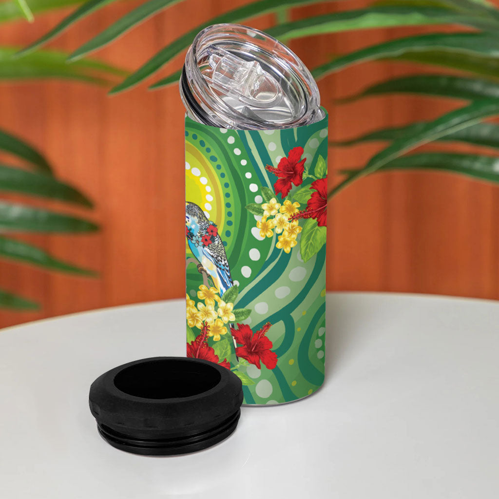Australia Budgerigars Parakeets Personalised 4 in 1 Can Cooler Tumbler Cute Budgies Santa Tropical Flowers