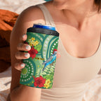 Australia Budgerigars Parakeets Personalised 4 in 1 Can Cooler Tumbler Cute Budgies Santa Tropical Flowers