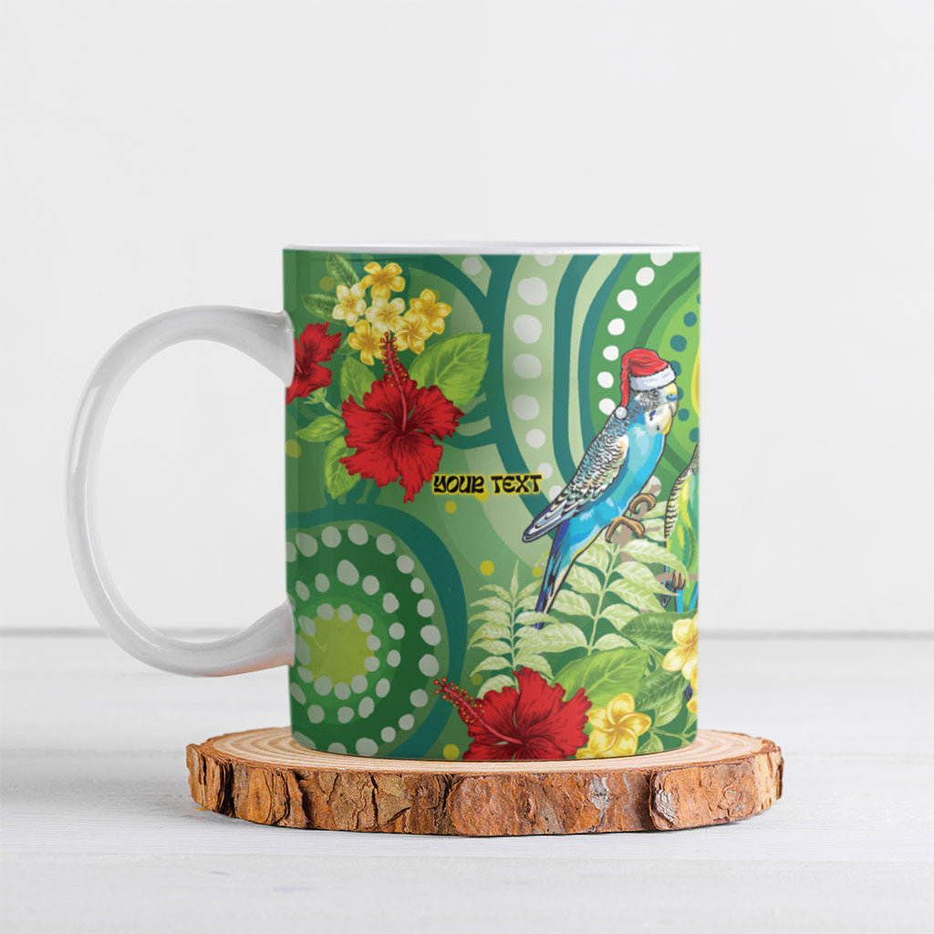 Australia Budgerigars Parakeets Personalised Ceramic Mug Cute Budgies Santa Tropical Flowers