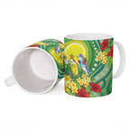 Australia Budgerigars Parakeets Personalised Ceramic Mug Cute Budgies Santa Tropical Flowers