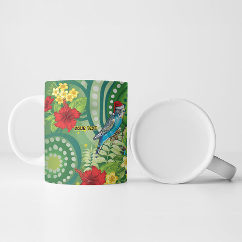 Australia Budgerigars Parakeets Personalised Ceramic Mug Cute Budgies Santa Tropical Flowers