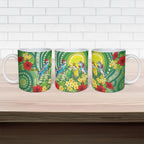 Australia Budgerigars Parakeets Personalised Ceramic Mug Cute Budgies Santa Tropical Flowers