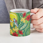 Australia Budgerigars Parakeets Personalised Ceramic Mug Cute Budgies Santa Tropical Flowers