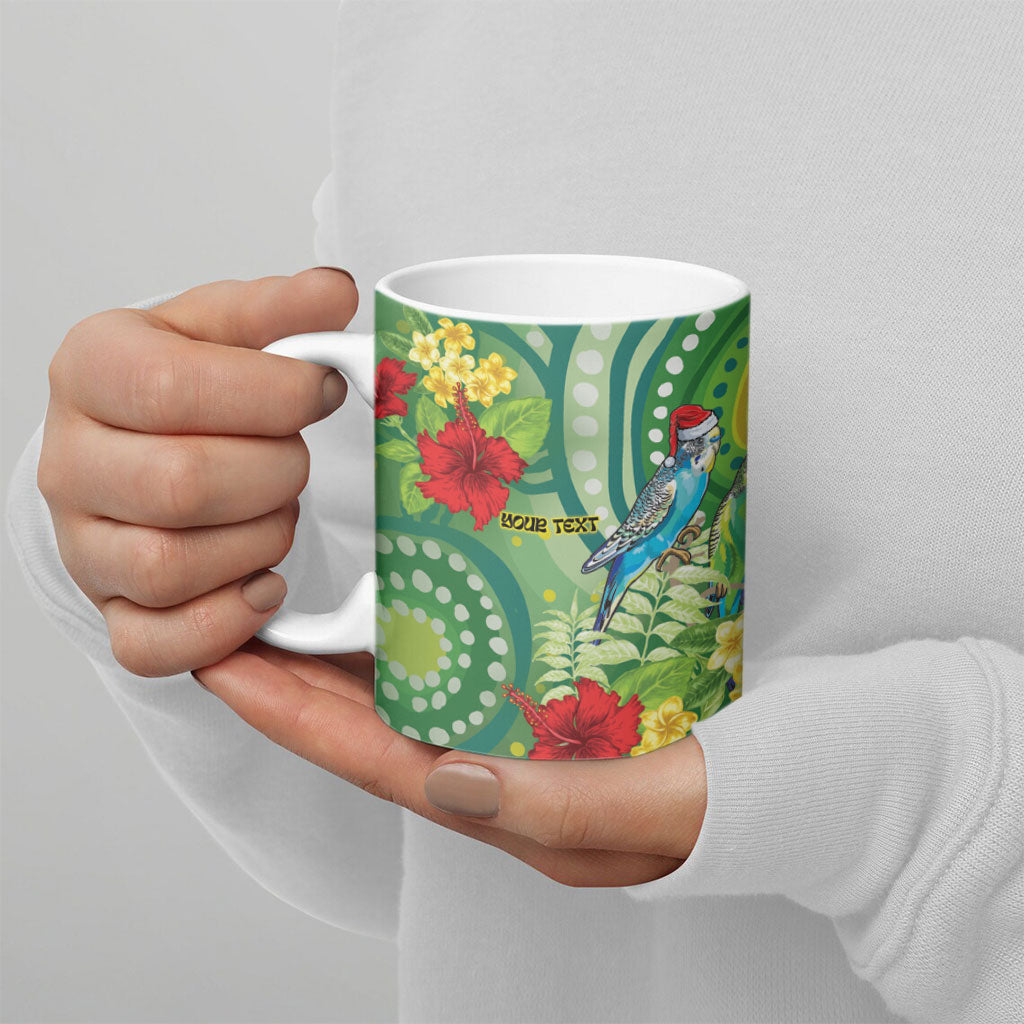 Australia Budgerigars Parakeets Personalised Ceramic Mug Cute Budgies Santa Tropical Flowers