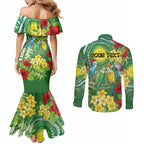 Australia Budgerigars Parakeets Personalised Couples Matching Mermaid Dress and Long Sleeve Button Shirt Cute Budgies Santa Tropical Flowers