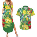 Australia Budgerigars Parakeets Personalised Couples Matching Summer Maxi Dress and Hawaiian Shirt Cute Budgies Santa Tropical Flowers