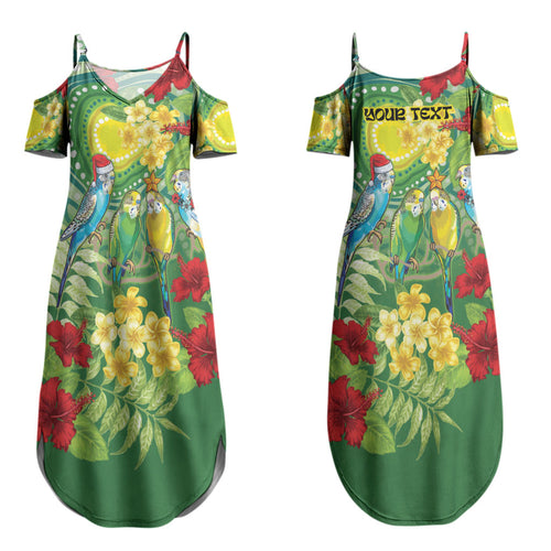 Australia Budgerigars Parakeets Personalised Couples Matching Summer Maxi Dress and Hawaiian Shirt Cute Budgies Santa Tropical Flowers LT9