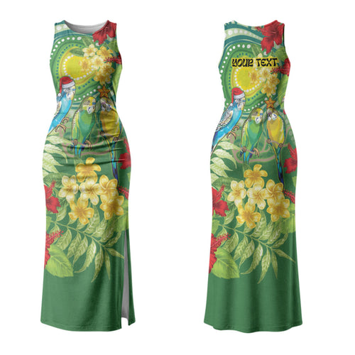 Australia Budgerigars Parakeets Personalised Couples Matching Tank Maxi Dress and Hawaiian Shirt Cute Budgies Santa Tropical Flowers LT9