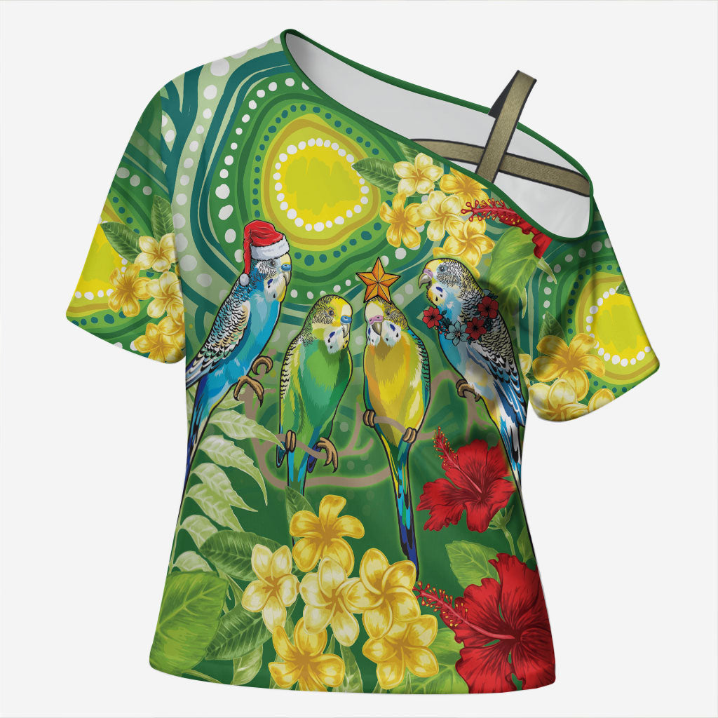 Australia Budgerigars Parakeets Personalised Cross Shoulder Shirt Cute Budgies Santa Tropical Flowers