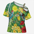 Australia Budgerigars Parakeets Personalised Cross Shoulder Shirt Cute Budgies Santa Tropical Flowers