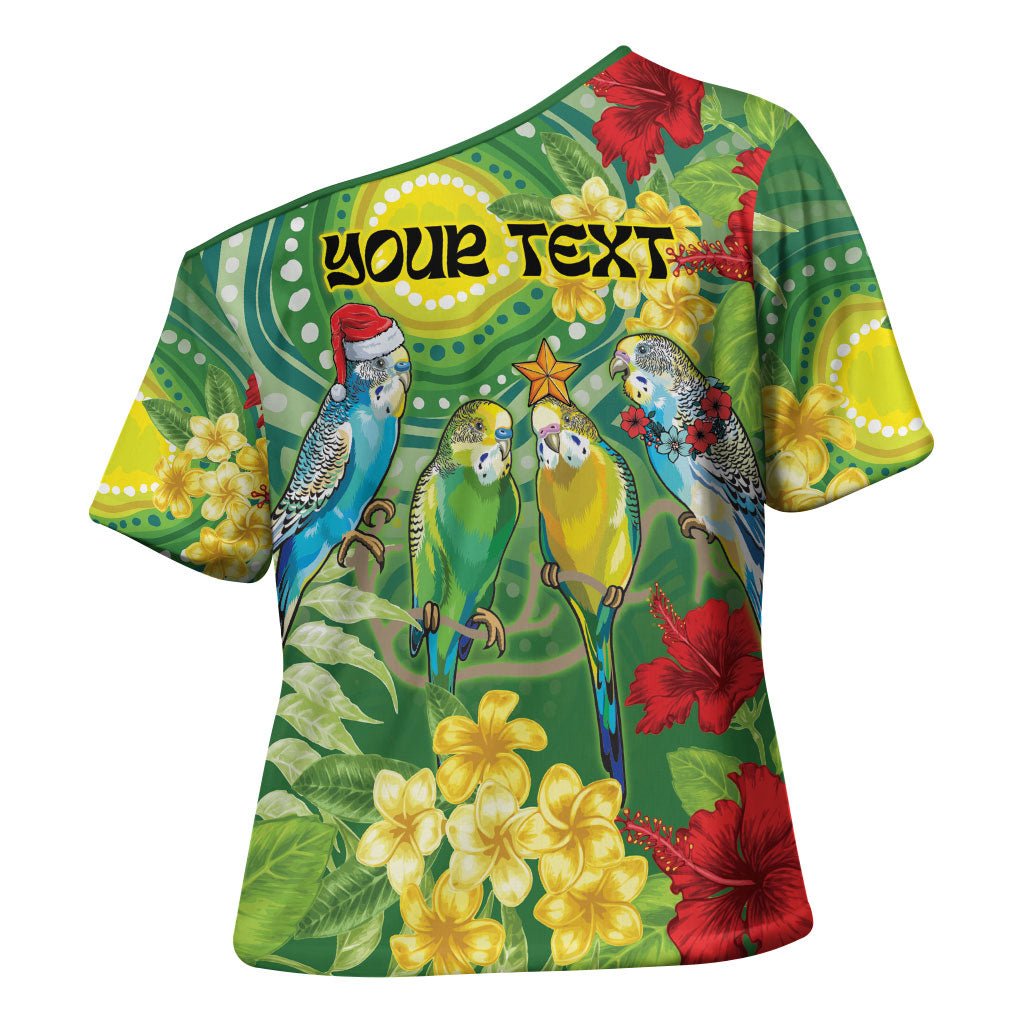 Australia Budgerigars Parakeets Personalised Cross Shoulder Shirt Cute Budgies Santa Tropical Flowers