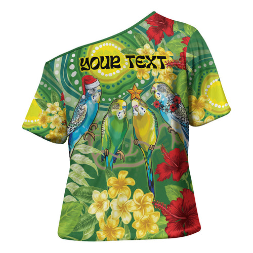Australia Budgerigars Parakeets Personalised Cross Shoulder Shirt Cute Budgies Santa Tropical Flowers